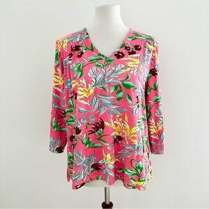 Jean Pierre Klifa Floral Pink Women's Top Size XL